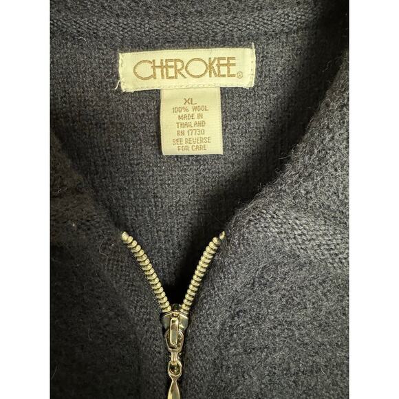 Vintage Cherokee 100% Wool Fair Isle Full Zip Classic Men’s Size XL Dark Navy - Picture 3 of 9